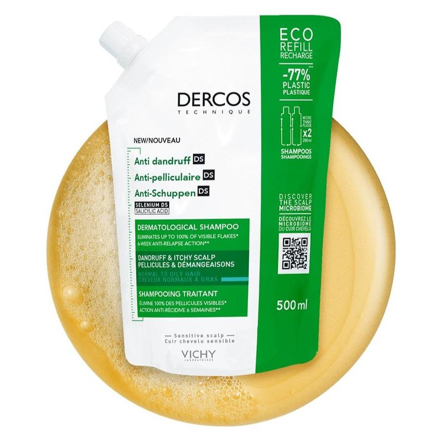 VICHY DERCOS Shampooing Éco-Recharge Anti-Pelliculaire DS - Cheveux normaux à gras