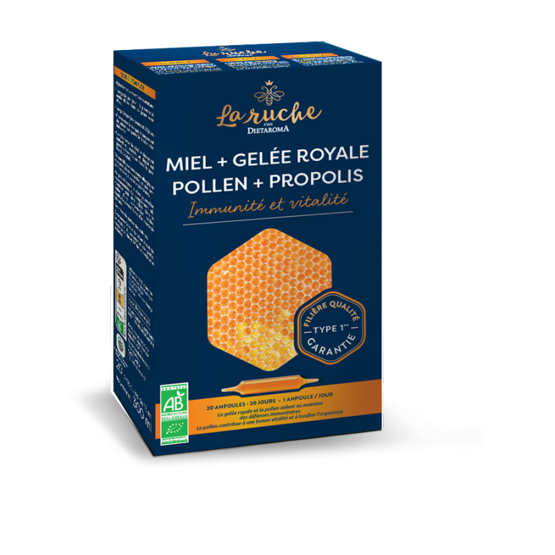 DIETAROMA Merveilles de la ruche BIO Miel + Gelée royale + Pollen + Propolis